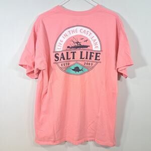 Salt Life "Life in the Cast Lane" T-Shirt Size Large Pink